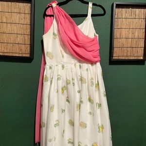 Vintage repro lemons and pink sash dress